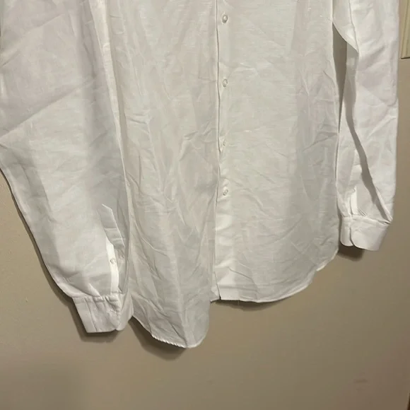 Caruso Men’s White Linen Button Down Shirt - Picture 4 of 8